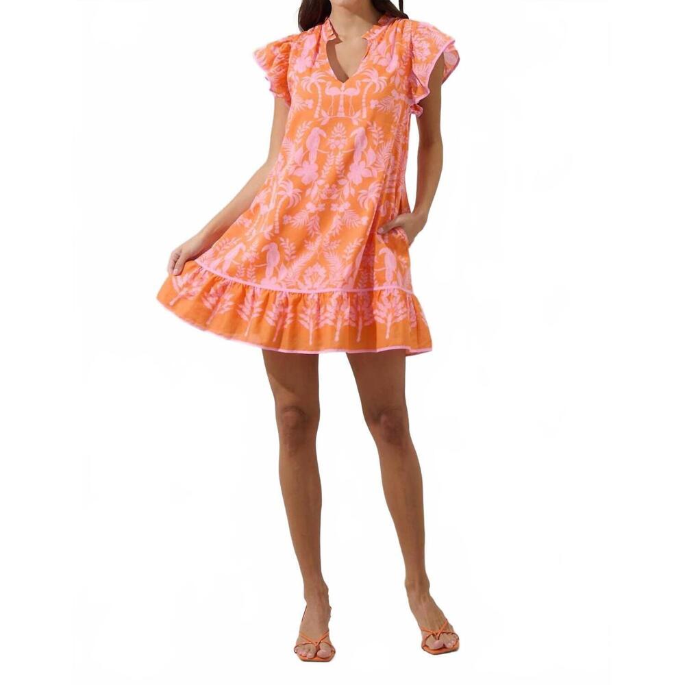 NEW SUGARLIPS toucan jungle print shift dress in pink-orange multi - Picture 3 of 6